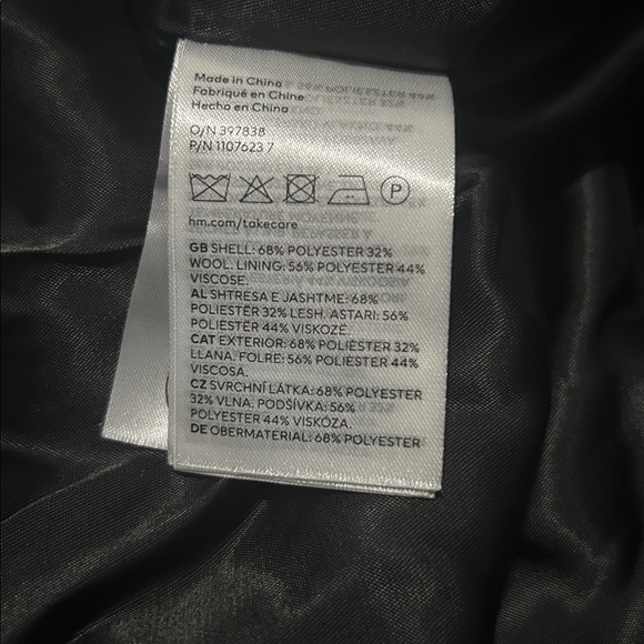 H&M Wool Blend Laine Melangee Black Oversized Blazer - size XS - Picture 6 of 6